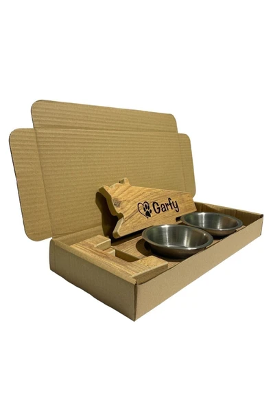 RealWood Ahşap Özel İsim Baskılı Çelik Kaseli Kedi-Köpek Mama ve Su Kabı Standı - Resim 7