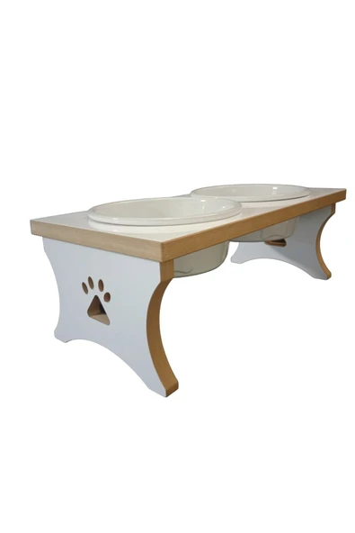 RealWood Seramik Kaseli, Ahşap Büyük Irk Köpek Mama Ve Su Kabı Stantı-2*1000 Ml. - Resim 6