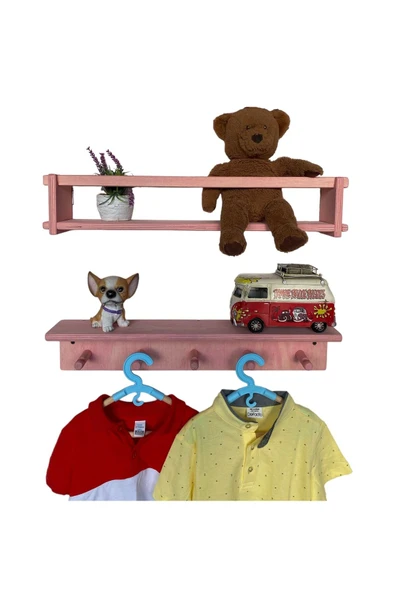 RealWood AHŞAP ÇOCUK ODASI ASKILIK VE MONTESSORİ KİTAPLIK RAF 2'Lİ 55 CM. - 2