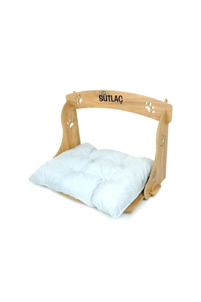 RealWood Özel Isim Baskılı , Ahşap, Pufidik Minderli, Çengelli Kalorifer Peteği / Duvar Askılı Kedi Yatağı - 3
