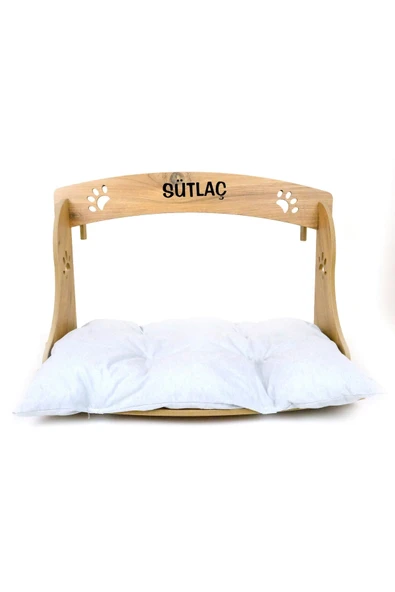 RealWood Özel Isimli Ahşap Pufidik Minderli Kedi-köpek Kalorifer/ Radyatör Petek Yatağı, - 1
