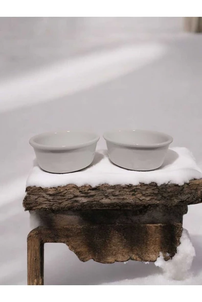 RealWood Köpek Su Ve Mama Kabı - Seramik Beyaz Kase - 2'li - Büyük Irk - 19cm - 2*1000ml - 4