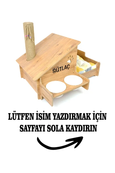 RealWood Ahşap, Seramik Kaseli , Tırmalama Çubuklu Açık-kapalı Kedi Ve Köpek Evi 4 In 1- Beyaz - 1