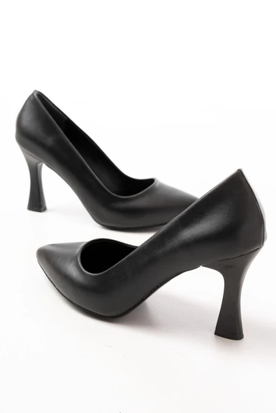 ST-001 Siyah Günlük 9 cm Topuklu Bayan Stiletto Ayakkabı - Resim 5