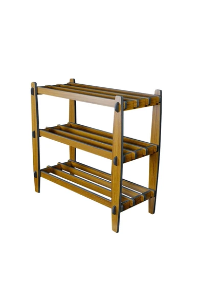 RealWood Ahşap Dekoratif Ayakkabılık, Portatif Ayakkabılık, Çok Amaçlı Dekoratif Raf 3 Katlı - 4
