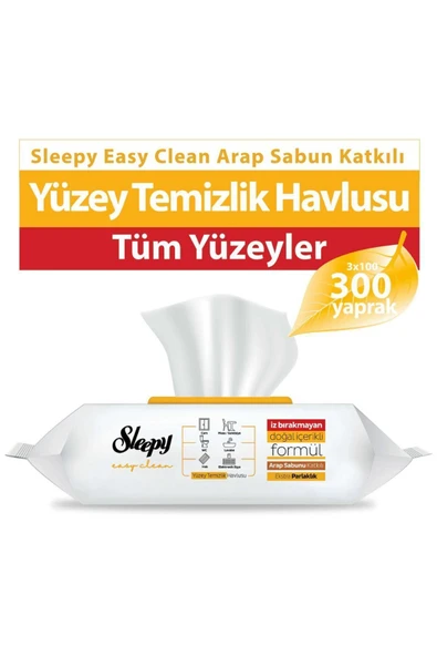Sleepy Yüzey Temizlik Havlusu Arap Sabun 3 Paket (300 yaprak) ürün görseli