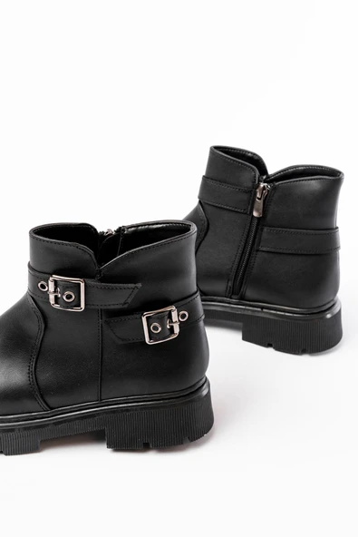 508-3037 Siyah Toka Aksesuarlı Fermuarlı  Günlük Kadın Bot - Resim 5