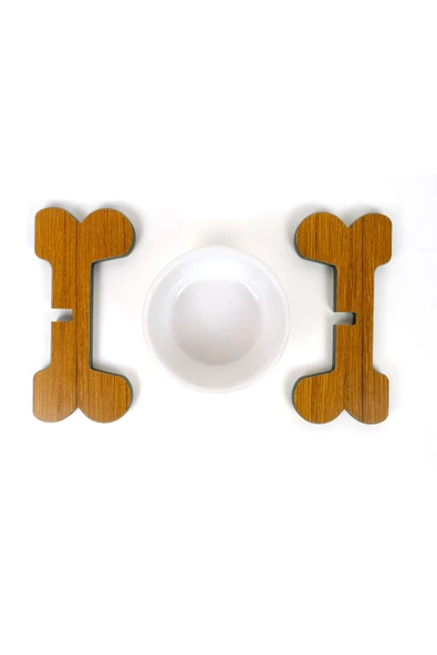 RealWood Suya Dayanıklı, Ahşap,Tekli,Seramik Kaseli Kedi-Küçük Irk Köpek Mama ve Su Kabı Stantı- 400 ml. - 3