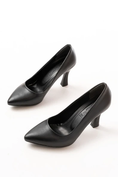 ST-001 Siyah Günlük 9 cm Topuklu Bayan Stiletto Ayakkabı - Resim 3