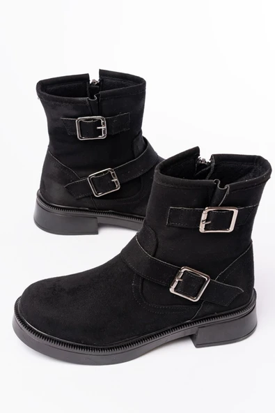 02-2014 Siyah Süet Toka Aksesuarlı Günlük Kadın Bot - Resim 5