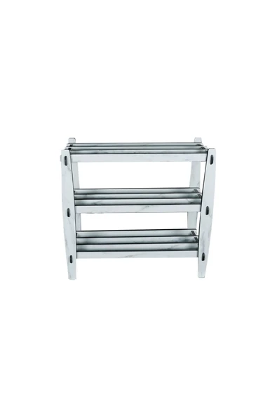 RealWood Ahşap Dekoratif Ayakkabılık, Portatif Ayakkabılık, Çok Amaçlı Dekoratif Raf 3 Katlı-BEYAZ - 3