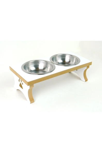 RealWood Ahşap Çelik Kaseli Kedi- Köpek Mama Ve Su Kabı Stantı-2*350 Ml. - 3