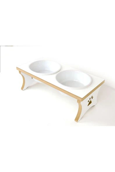 RealWood Seramik Kaseli, Ahşap Büyük Irk Köpek Mama Ve Su Kabı Stantı-2*1000 Ml. - Resim 4