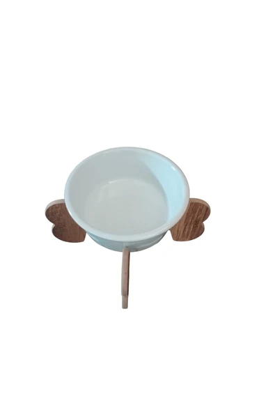 RealWood Seramik Kaseli Ahşap Ayaklı Tekli Büyük Irk Köpek Mama/su Stantı-1000 Ml. - 2
