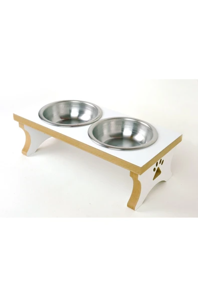 RealWood Ahşap Çelik Kaseli Kedi- Köpek Mama Ve Su Kabı Stantı-2*350 Ml. - 4