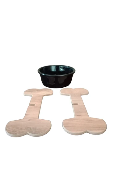 RealWood Seramik Kaseli Ahşap Ayaklı Tekli Büyük Irk Köpek Mama/su Stantı-1000 Ml. - Resim 3