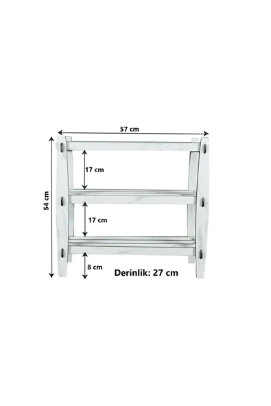 RealWood Ahşap Dekoratif Ayakkabılık, Portatif Ayakkabılık, Çok Amaçlı Dekoratif Raf 3 Katlı-BEYAZ - 1