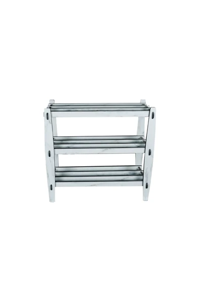 RealWood Ahşap Dekoratif Ayakkabılık, Portatif Ayakkabılık, Çok Amaçlı Dekoratif Raf 3 Katlı-BEYAZ - 2