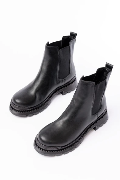 2051-2137 Siyah Lastikli Günlük Kadın Bot - Resim 3