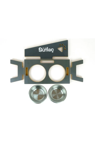 RealWood Özel Isim Baskılı, Ahşap, Çelik Kâseli Kedi- Küçük Irk Köpek Mama Ve Su Kabı - Resim 5