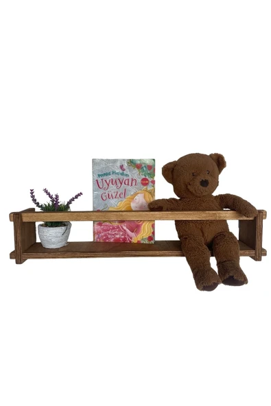 RealWood Ahşap Dekoratif Çocuk Odası Rafı, Mutfak Rafı, Montessori Kitaplık 55 Cm. - 1