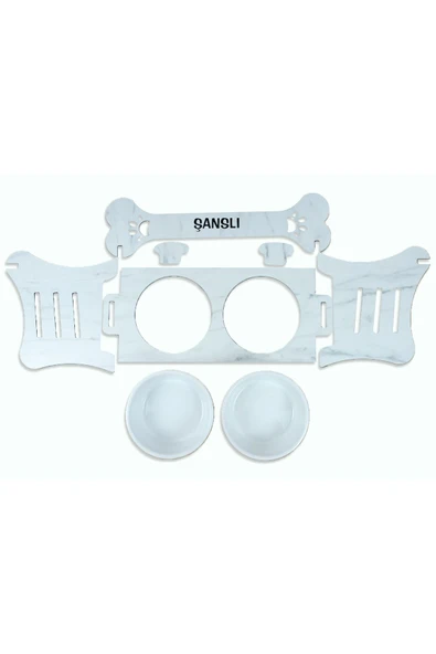 RealWood Suya Dayanıklı Ahşap Özel İsim Baskılı Seramik Kaseli Kademeli Köpek Mama ve Su Kabı Stantı - Resim 5