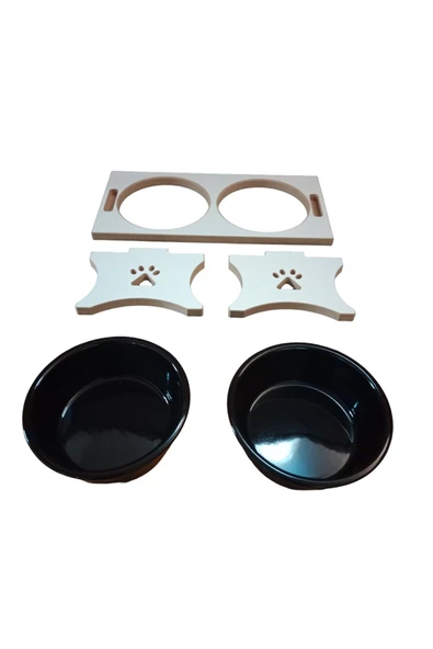 RealWood Seramik Kaseli, Ahşap Büyük Irk Köpek Mama Ve Su Kabı Stantı-2*1000 Ml. - Resim 8