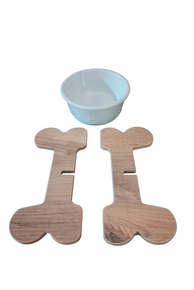 RealWood Seramik Kaseli Ahşap Ayaklı Tekli Kedi-Köpek Mama/Su Stantı - 4