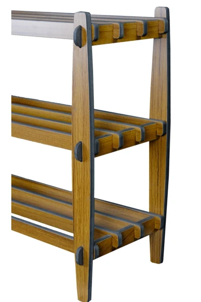 RealWood Ahşap Dekoratif Ayakkabılık, Portatif Ayakkabılık, Çok Amaçlı Dekoratif Raf 3 Katlı - 2