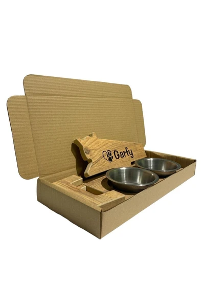 RealWood Özel İsim Baskılı, Ahşap, Çelik Kaseli Kedi- Küçük Irk Köpek Mama Ve Su Kabı Stantı - Resim 7