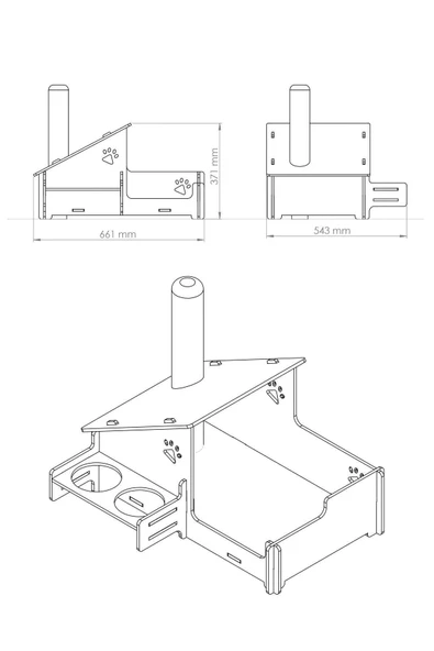 RealWood Özel Isimli, Ahşap, Çelik Kaseli, Tırmalama Çubuklu Açık-kapalı Kedi Ve Köpek Evi 4 In 1 - 8