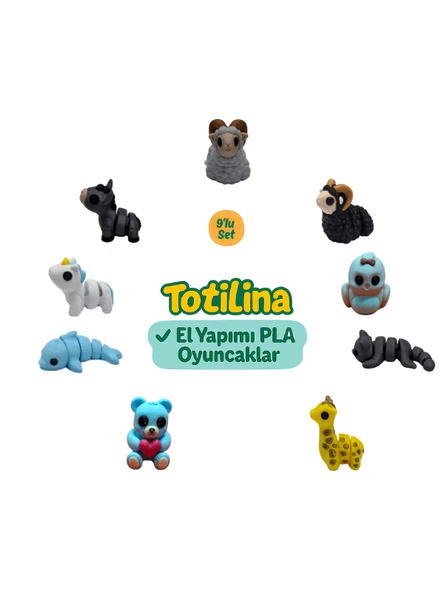 10'lu set (koç kuş kedi zürafa ayı yunus unicorn eşek…)