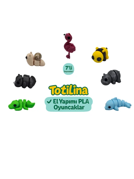 7'li set (flamingo arı hipopotam yunus timsah gergedan salyangoz…)