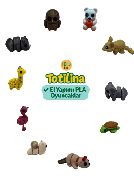 10'lu set (ayı fare fil kaplumbağa su samuru salyangoz flamingo…)