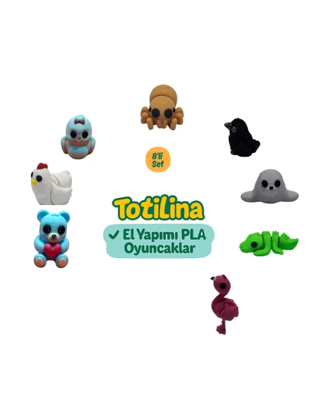 8'li set (örümcek karga fok timsah flamingo ayı tavuk kuş…)