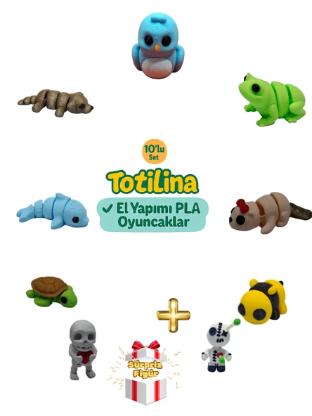 10'lu set (kuş kurbağa su samuru arı voodoo iskelet kaplumbağa…) ürün görseli 1