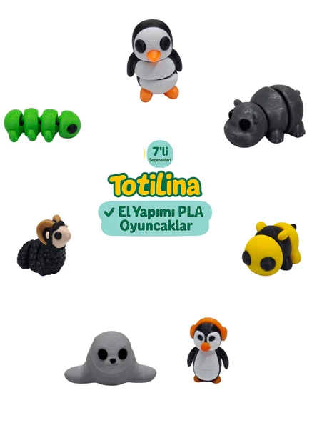 7'li set (penguen hipopotam arı fok koç tırtıl…)