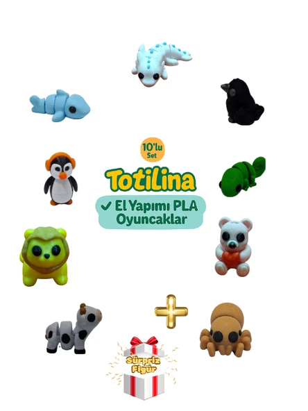 10'lu set (aksolotl karga bukalemun ayı örümcek inek aslan...