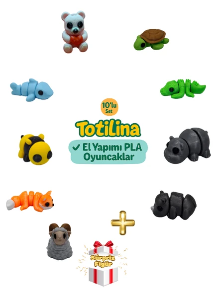 10'lu set (kaplumbağa timsah hipopotam gergedan koç tilki arı…) ürün görseli 1