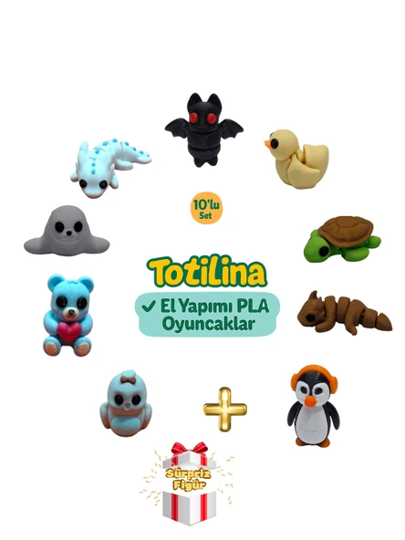 10'lu set (yarasa ördek kaplumbağa ejderha penguen kuş ayı…)