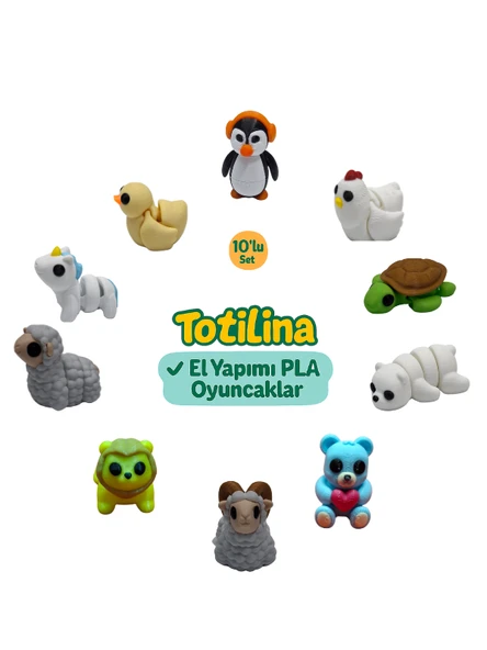 10'lu set (penguen tavuk kaplumbağa ayı kuş koç aslan koyun…)