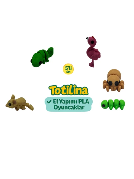 5'li set (flamingo örümcek tırtıl fare bukalemun…) ürün görseli
