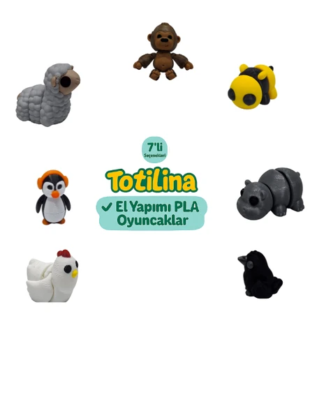 7'li set (goril arı hipopotam karga tavuk penguen koyun…)