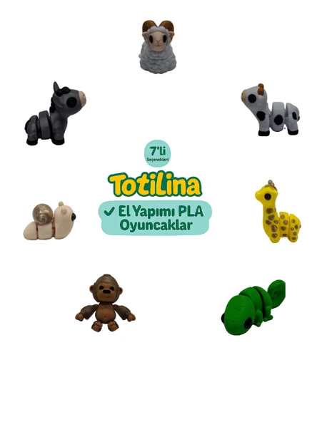 7'li set (koç inek zürafa bukalemun goril salyangoz eşek…) ürün görseli