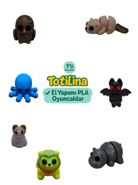 7'li set (su samuru yarasa hipopotam aslan koç ahtapot baykuş…)