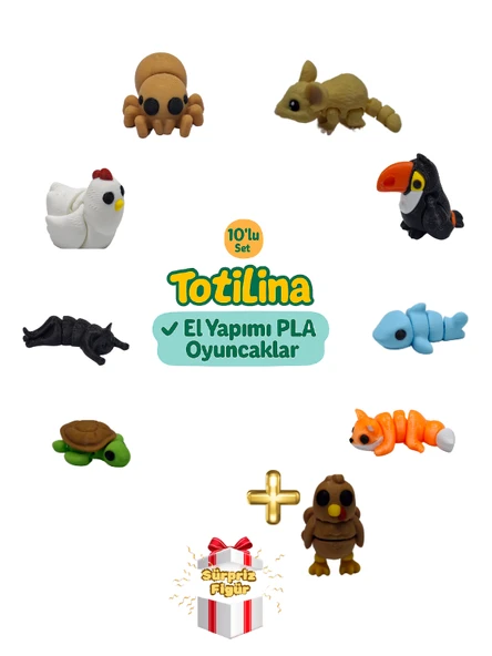 10'lu set (fare tukan kuşu köpek balığı hindi kaplumbağa kedi…)