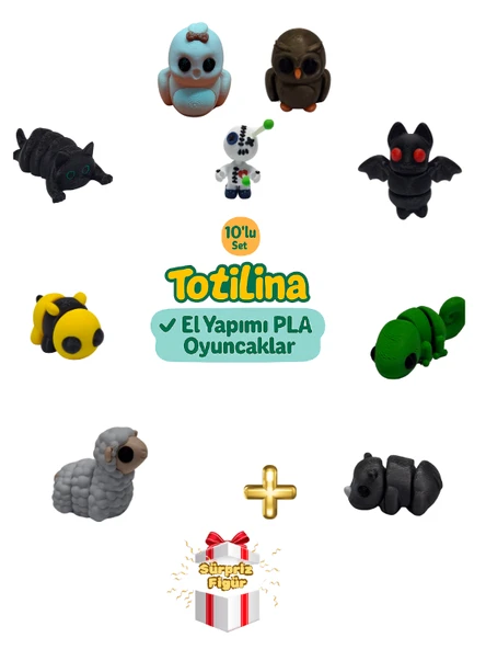 10'lu set (baykuş yarasa bukalemun gergedan koyun arı kedi kuş…)