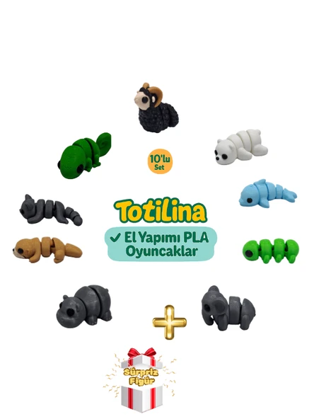 10'lu set (koç ayı yunus tırtıl fil hipopotam su samuru kedi…) ürün görseli