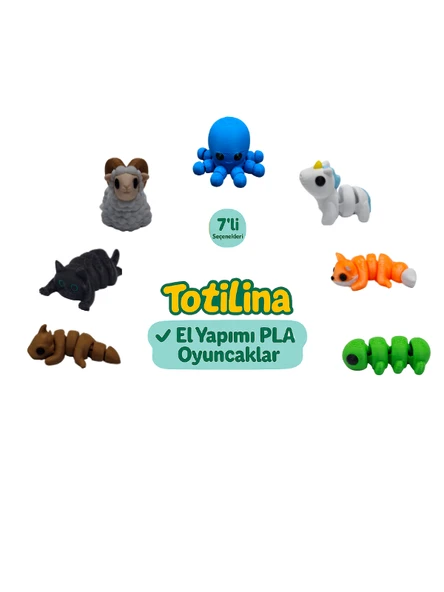 7'li set (ahtapot unicorn tilki tırtıl ejderha kedi koç…)