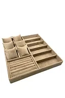 Miami Model Süet Kumaş Sütlü Kahve Renk 38 Cm /35 Cm Takı Sergileme Çekmece Içi Stand - 3